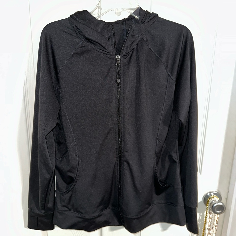 Athletic black zip up with hood
